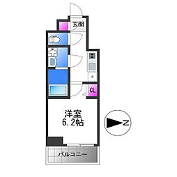 S-RESIDENCE小阪azure 13階1Kの間取り