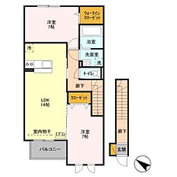 グランドゥール 2LDKの間取図画像