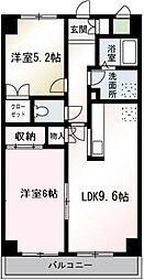 アンシャンテ朝霞台 2LDKの間取図画像