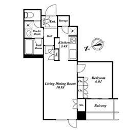 ウエストパークタワー池袋 1LDKの間取図画像