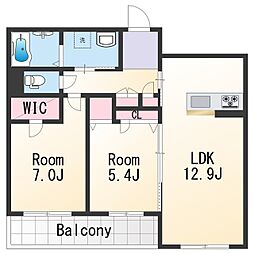 メゾンド・ベレオ 2階2LDKの間取り
