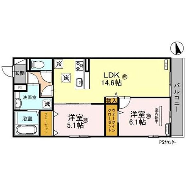 兵庫県西宮市鳴尾町２丁目(賃貸アパート2LDK・1階・60.28㎡)の写真 その2