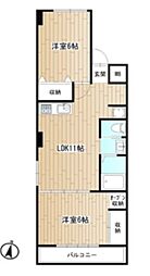 昭和コーポ志木 2LDKの間取図画像
