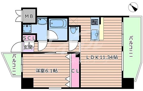 大阪府大阪市都島区都島本通４丁目(賃貸マンション1LDK・12階・42.75㎡)の写真 その2