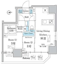 デュオフラッツ浅草田原町ネスト 2LDKの間取図画像