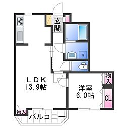 坂田マンション 1LDKの間取図画像