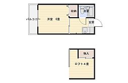 ハバナ 1階1Kの間取り