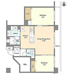 HF大森町レジデンス 1階2LDKの間取り