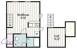 プリマ町田金森壱番館 1階ワンルームの間取り