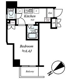 エクセリア早稲田I 1階1Kの間取り