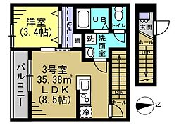 アトム 2階1LDKの間取り