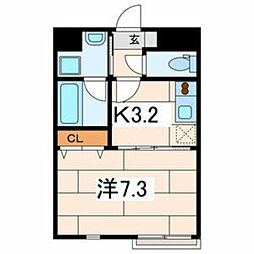 グレイス多摩川壱番館 1階1Kの間取り