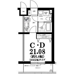 グリフィン横浜・岡野公園弐番館 1Kの間取図画像
