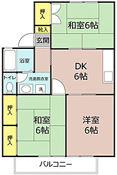 シャルム伊藤C棟 3DKの間取図画像