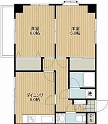 プロスペルTMKW 6階2DKの間取り