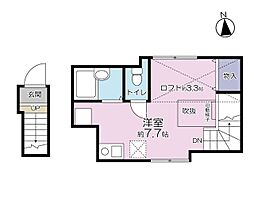 ロンディネ鷺ノ宮 2階ワンルームの間取り