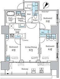 晴海フラッグ ポートヴィレッジ A棟 4階3LDKの間取り