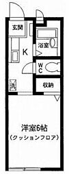 カーサヴィオラ1 1Kの間取図画像