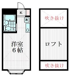 緑町スターハイツ ワンルームの間取図画像