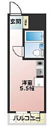 プラーズ南幸町I 4階ワンルームの間取り