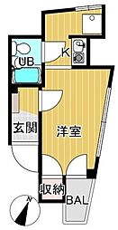 カワシマビル 6階ワンルームの間取り