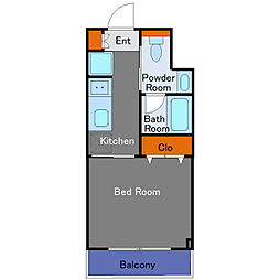 RESIDENCE高輪台 1Kの間取図画像