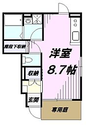 テンポ・フェリーチェ栄 1階1Kの間取り