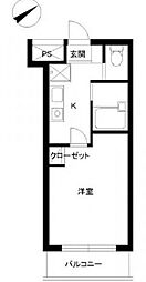 スカイコート市ヶ谷5 1Kの間取図画像