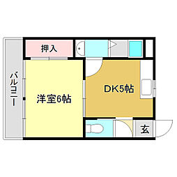 コスモハイツ高須 1DKの間取図画像
