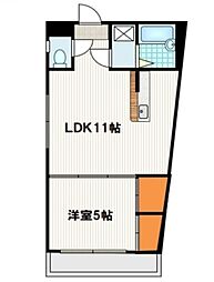 レンツェン松庵 2階1LDKの間取り
