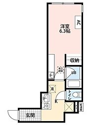 LUORE HATAGAYA 1Kの間取図画像