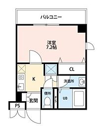 ラヴィユールーズ 1階1Kの間取り