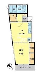 都営浅草線 中延駅 徒歩8分の賃貸マンション 2階1LDKの間取り