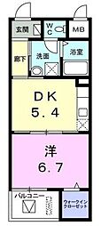 ラプワール 1DKの間取図画像