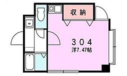 ベルカント 3階ワンルームの間取り