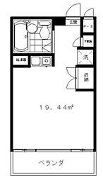 ラ・パイクス6112 1階ワンルームの間取り