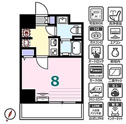 シュガール浜松町 1Kの間取図画像