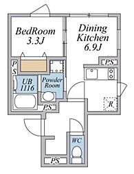 LEGALAND武蔵小山ANNEX 2階1DKの間取り
