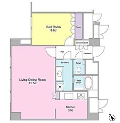 ランテンヌ四谷 1LDKの間取図画像