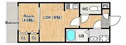 ジーメゾン八千代台北カルム 1LDKの間取図画像