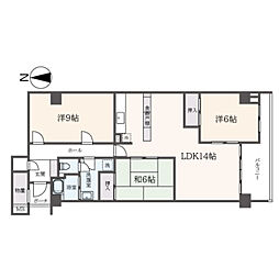 山手パークハイツ 7階3LDKの間取り