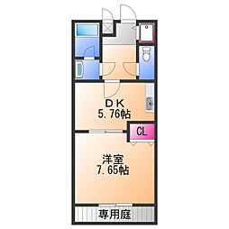 フジパレス西大路 1DKの間取図画像