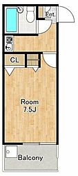煉瓦館87 1Kの間取図画像