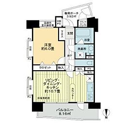 ライオンズステージ麻布 1LDKの間取図画像