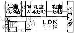 枚方壱番館 3LDKの間取図画像