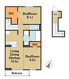 グランセレスト 2階2LDKの間取り