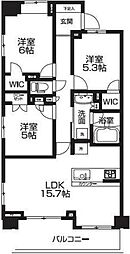レアシス津田沼前原の丘 3階3LDKの間取り