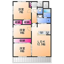 パレステート貝塚 3LDKの間取図画像