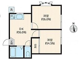 ベルプラザ尾山台 2階2DKの間取り