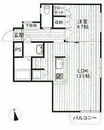 コモド東大宮 1LDKの間取図画像